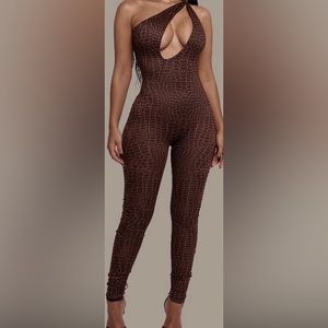 Snake Print Bodycon Jumpsuit
